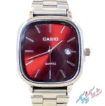 ساعت مردانه اولد مانی طرح کاسیو با صفحه قرمز و بند استیل