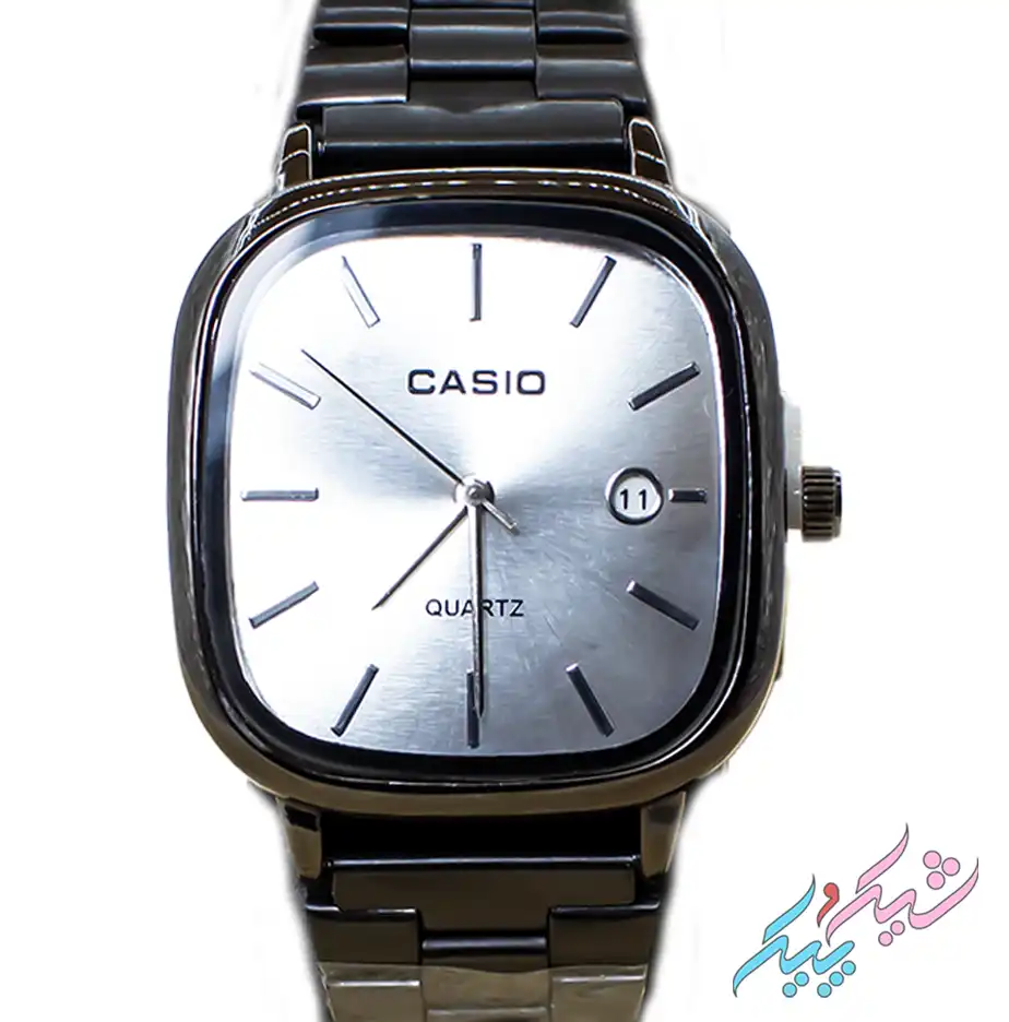 saat-silver-2.webp ساعت مچی مردانه اولد مانی طرح کاسیو با صفحه نقرهای و بند مشکی - تصویر 1