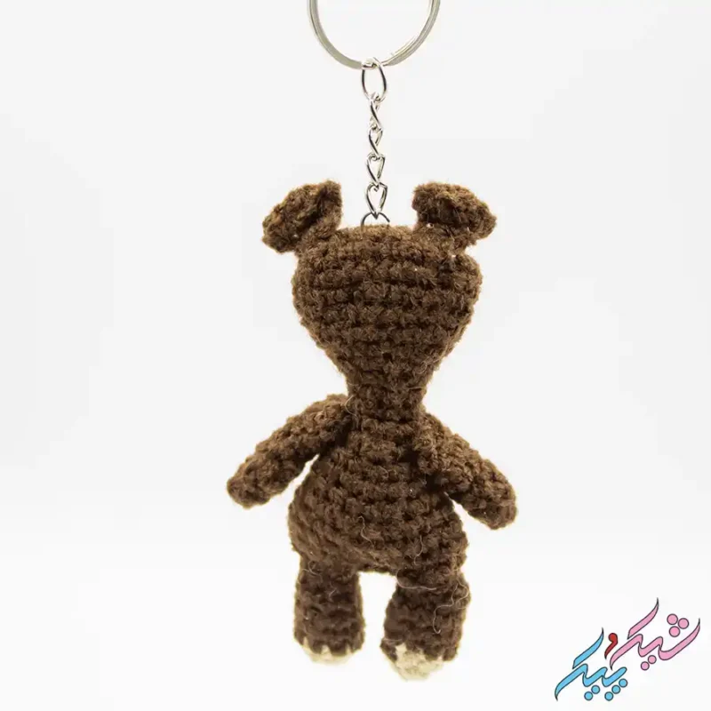 جا کلیدی و آویز عروسک خرس تدی مستربین قلاب بافی دست ساز