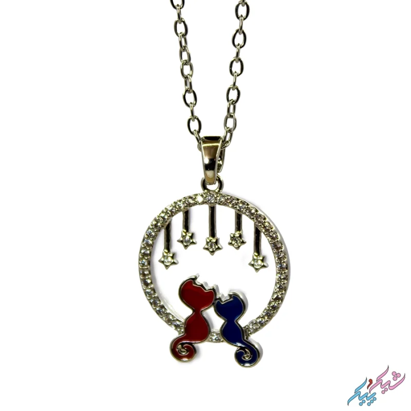 خرید گردنبند طرح گربه عاشقانه دخترانه