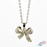 خرید گردنبند پاپیون نگین‌ دار استیل