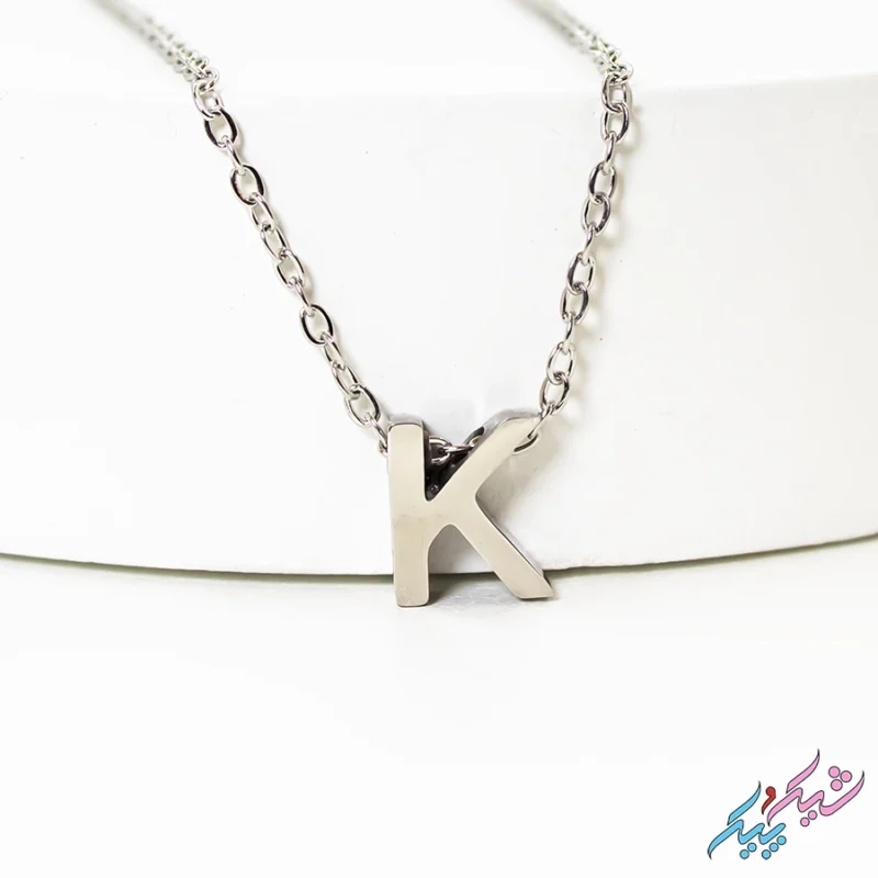 خرید گردنبند حرف K انگلیسی استیل