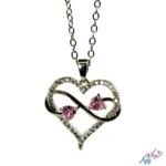 خرید گردنبند قلب و اینفینیتی نگین‌دار صورتی