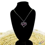 خرید گردنبند قلب و اینفینیتی نگین‌دار صورتی