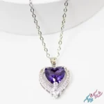 خرید گردنبند مدل قلب با نگین بنفش اتمی