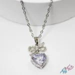 خرید گردنبند مدل قلب و پاپیون نگین اتمی