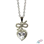 خرید گردنبند مدل قلب و پاپیون نگین اتمی
