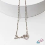 گردنبند نقره ۹۲۵ طرح Love mam نگین‌دار
