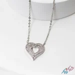 گردنبند نقره ۹۲۵ طرح قلب در قلب فول نگین