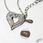 گردنبند نقره ۹۲۵ طرح قلب در قلب فول نگین