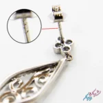 نیم ست نقره ۹۲۵ طرح لوزی (Rhodium Plated) | لوکس، نگین‌دار و آبکاری رادیوم