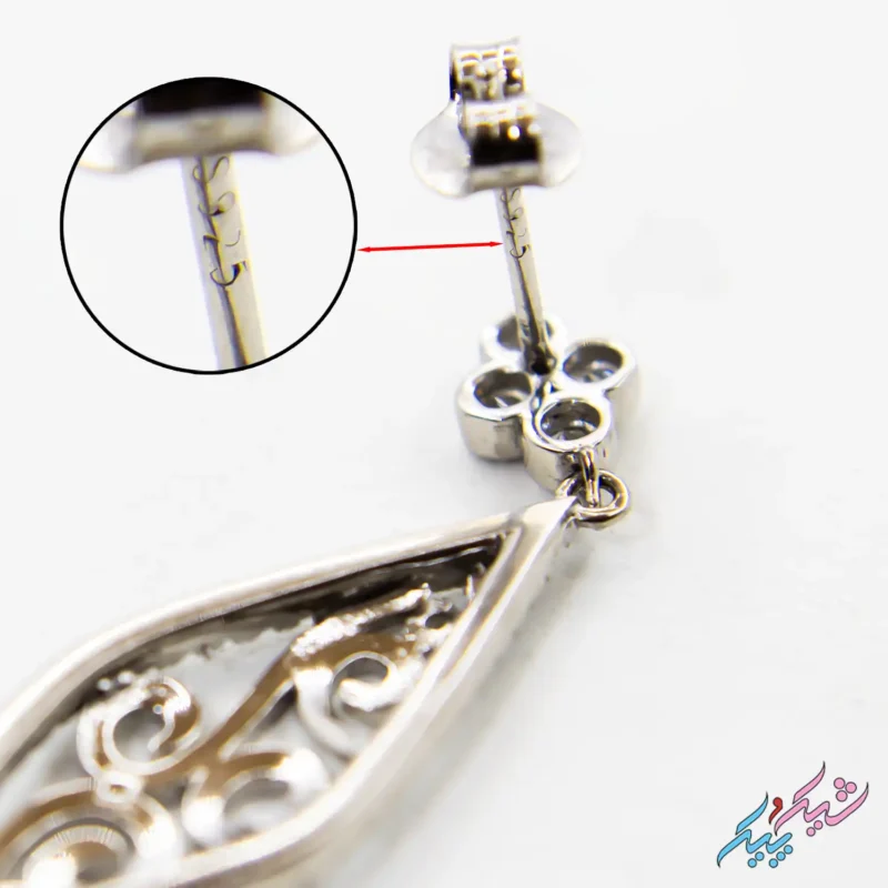 نیم ست نقره ۹۲۵ طرح لوزی (Rhodium Plated) | لوکس، نگین‌دار و آبکاری رادیوم