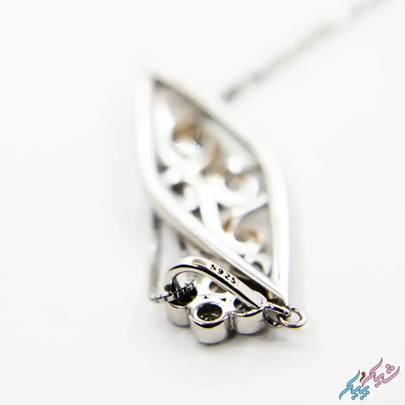 نیم ست نقره ۹۲۵ طرح لوزی (Rhodium Plated) | لوکس، نگین‌دار و آبکاری رادیوم