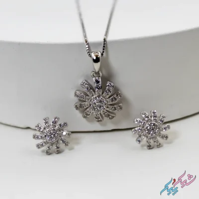 نیم ست نقره ۹۲۵ طرح گل آفتابگردان