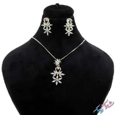 نیم ست نقره ۹۲۵ مدل گل جواهری