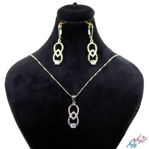 نیم ست نقره ۹۲۵ «اشک بی‌نهایت» (Rhodium Plated) | دو اشک در هم تنیده