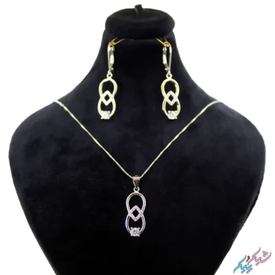 نیم ست نقره ۹۲۵ «اشک بی‌نهایت» (Rhodium Plated) | دو اشک در هم تنیده