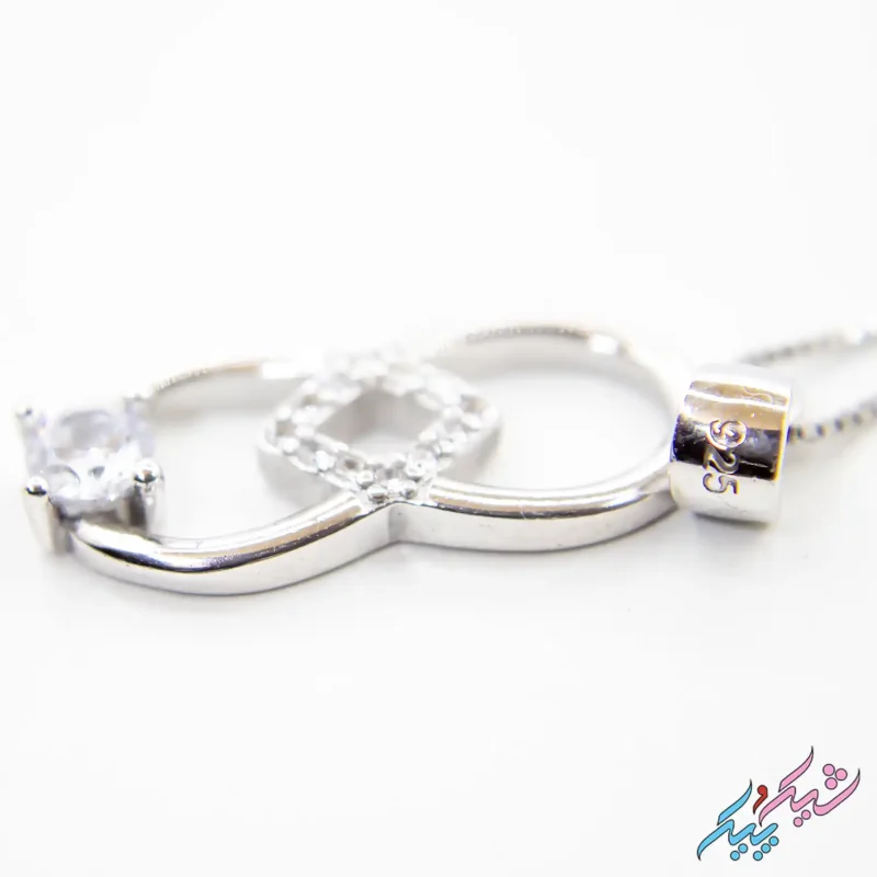 نیم ست نقره ۹۲۵ «اشک بی‌نهایت» (Rhodium Plated) | دو اشک در هم تنیده