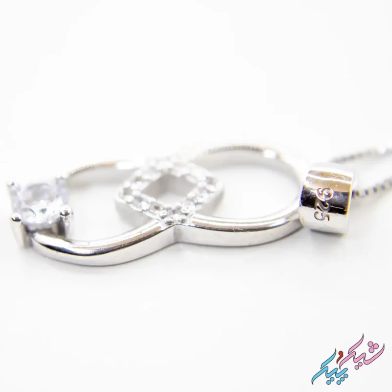 نیم ست نقره ۹۲۵ «اشک بی‌نهایت» (Rhodium Plated) | دو اشک در هم تنیده