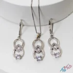 نیم ست نقره ۹۲۵ «اشک بی‌نهایت» (Rhodium Plated) | دو اشک در هم تنیده