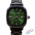 ساعت مچی زنانه اولد مانی  طرح کاسیو | صفحه سبز پولداری و بند مشکی