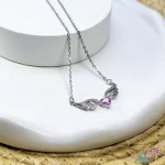 گردنبند استیل بال فرشته فول نگین با قلب درخشان - تصویر 3