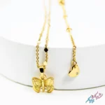 نیم ست گردنبند پروانه طلایی مشابه طلا شیک و کلاسیک - Image 2