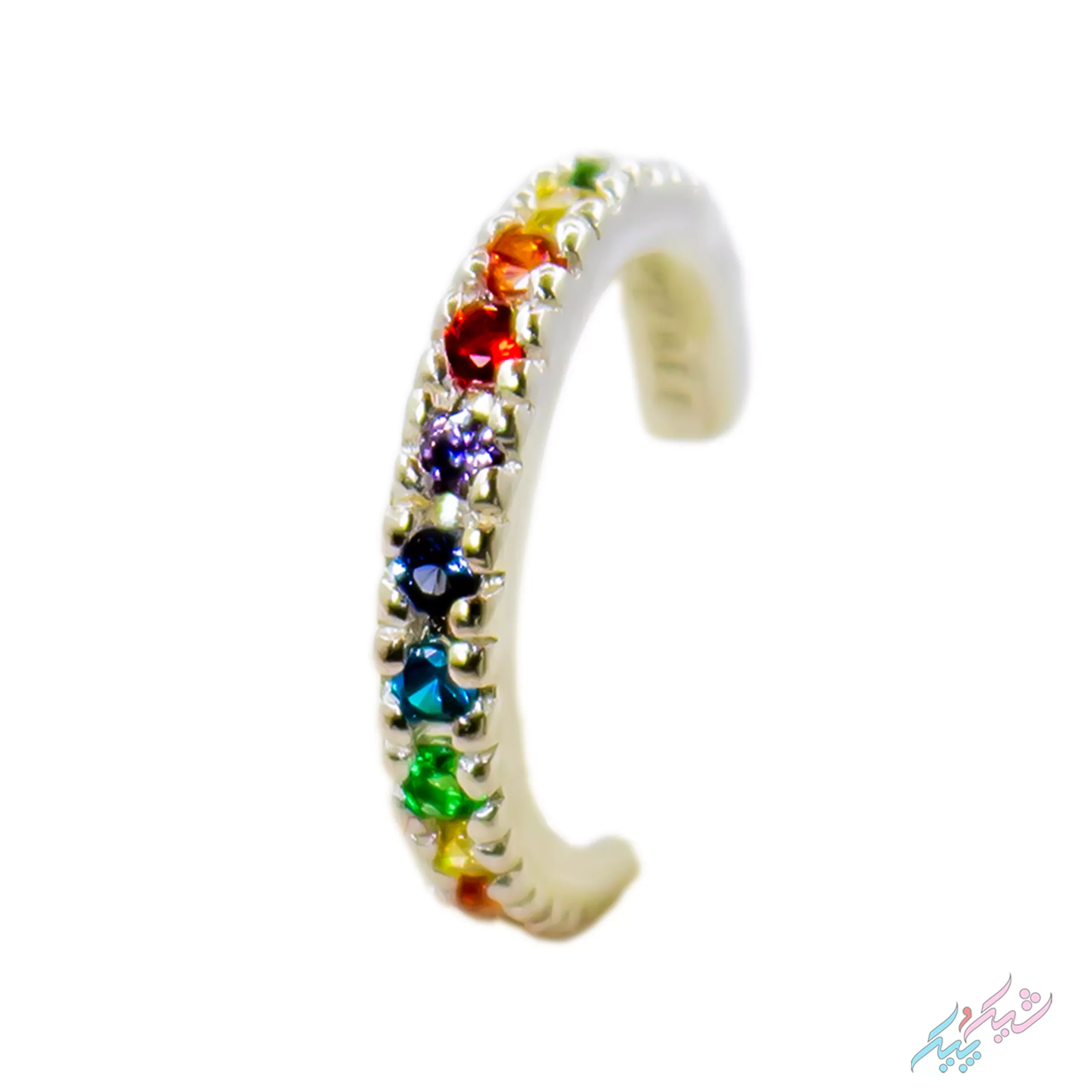 Earcuff-1-2 ایرکاف و پیرسینگ نقره 925 با نگین رنگی