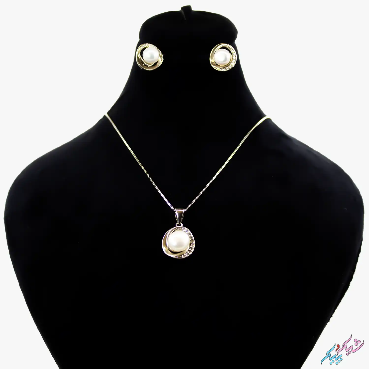 silver-nimset-12-5 نیم ست نقره 925 وارداتی زنانه مدل مروارید و نگین درخشان