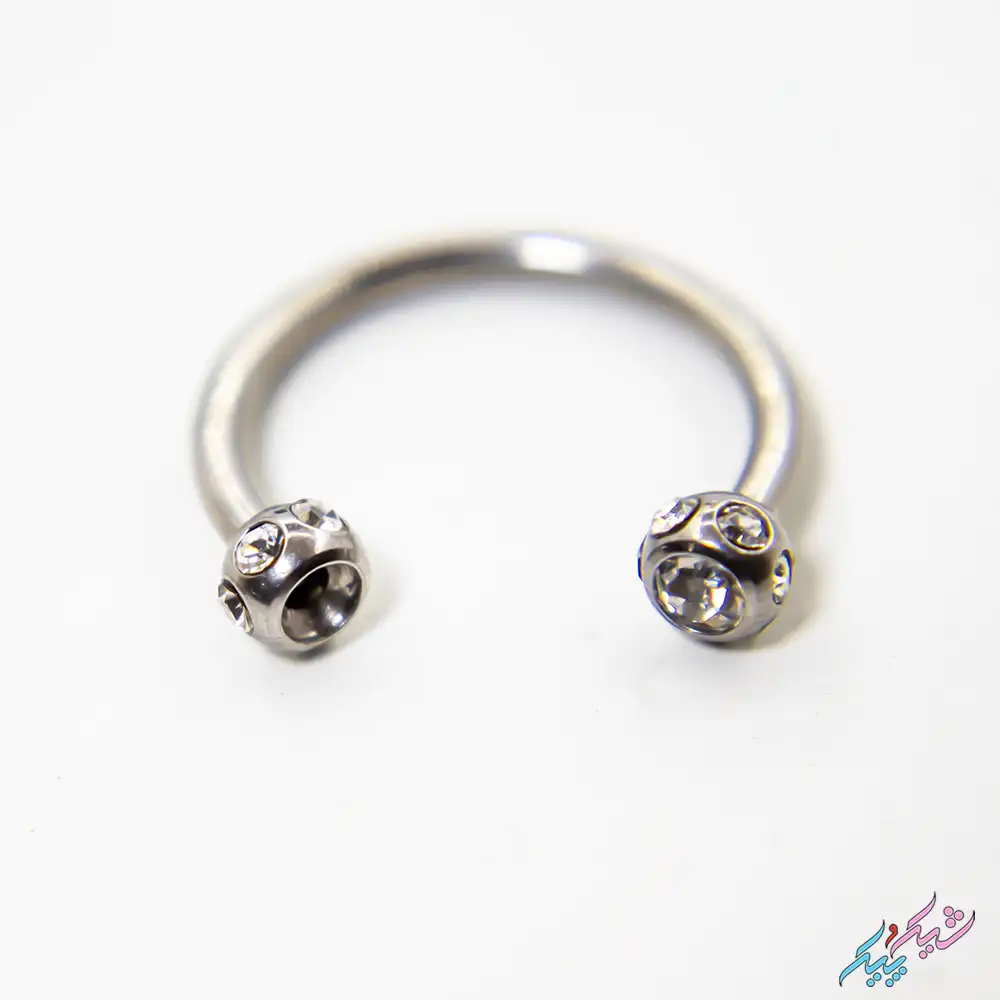piercing-lip-1-1 پیرسینگ لب و گوش استیل ضد حساسیت مدل دو سر نگین - تصویر 1