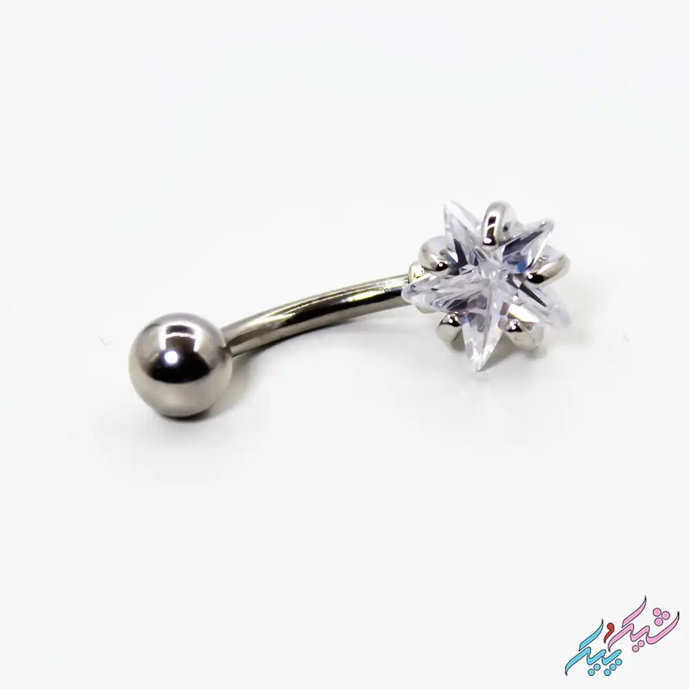 piercing-umbilicus-1-1 پیرسینگ ناف استیل طرح نگین ستاره ای برند IAm