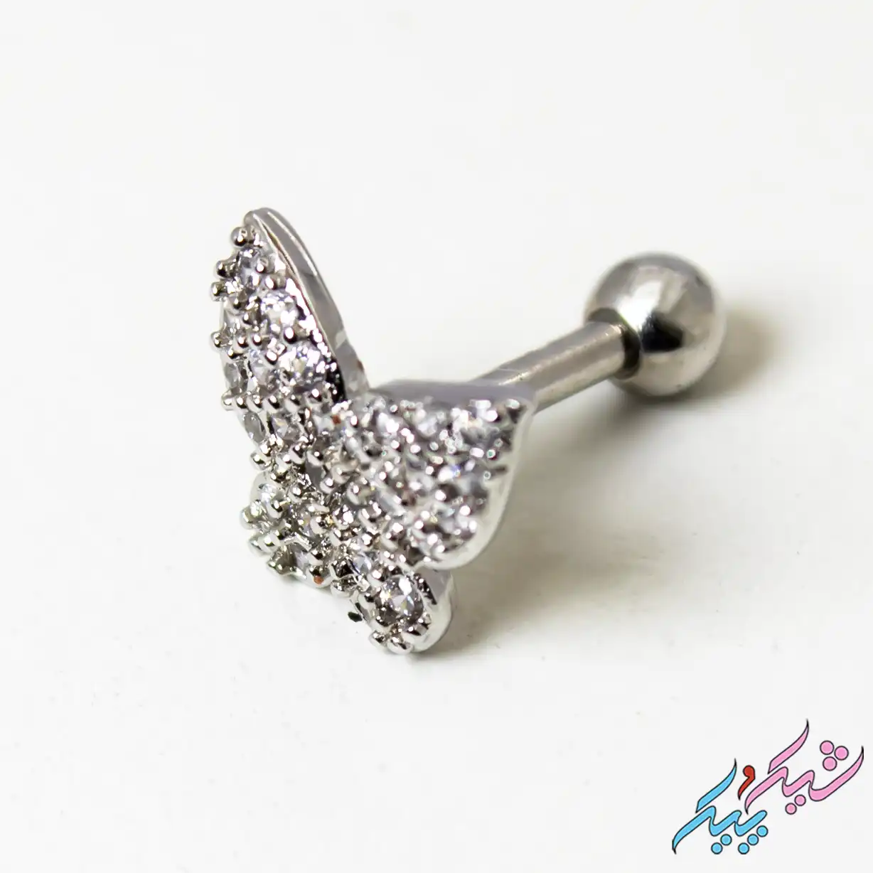 pircing-12-1 پیرسینگ گوش میخی مدل پروانه فول نگین | شیک و پیک
