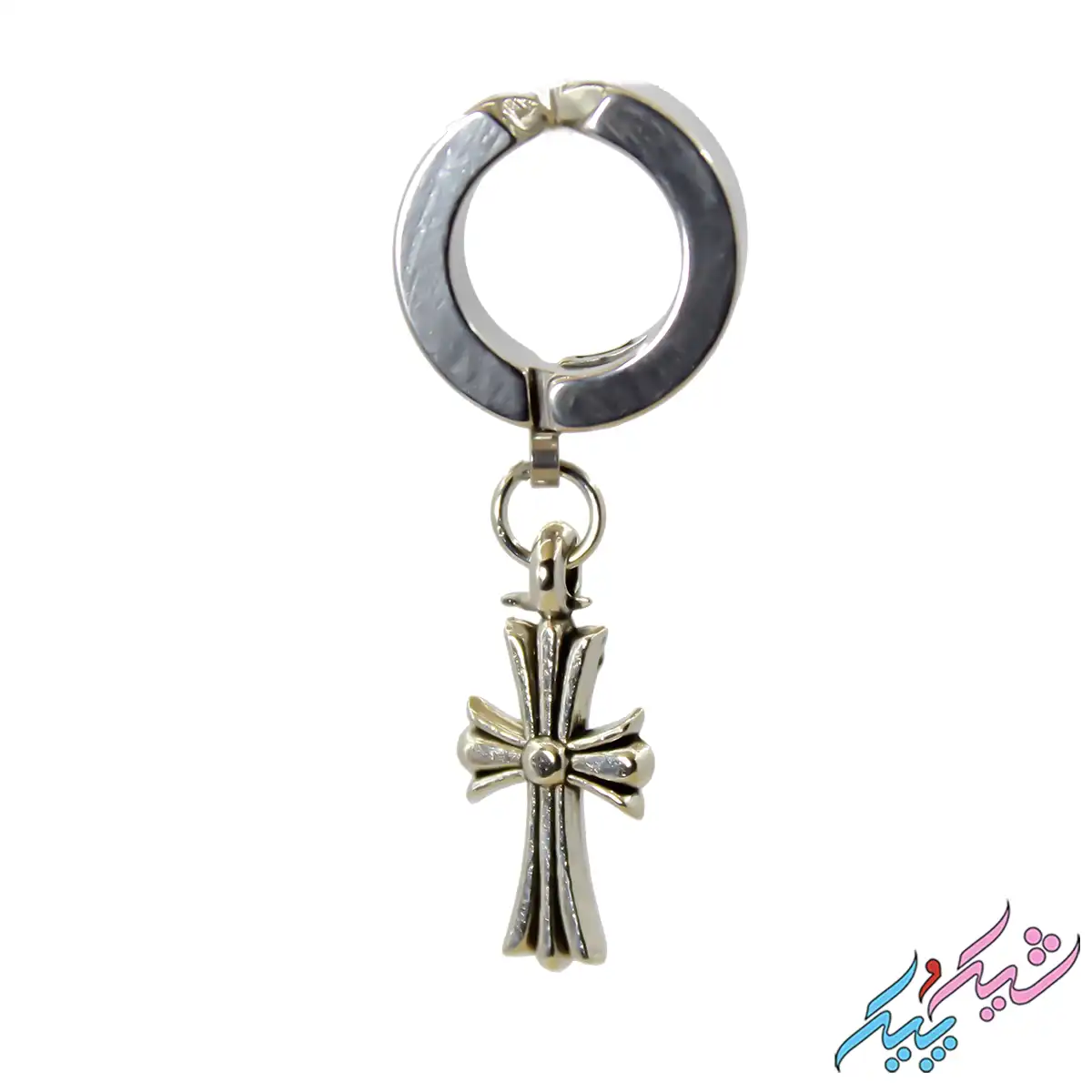 pircing-8-2 پیرسینگ گوش فیک حلقه ای با آویز کروم هارتز | شیک و پیک