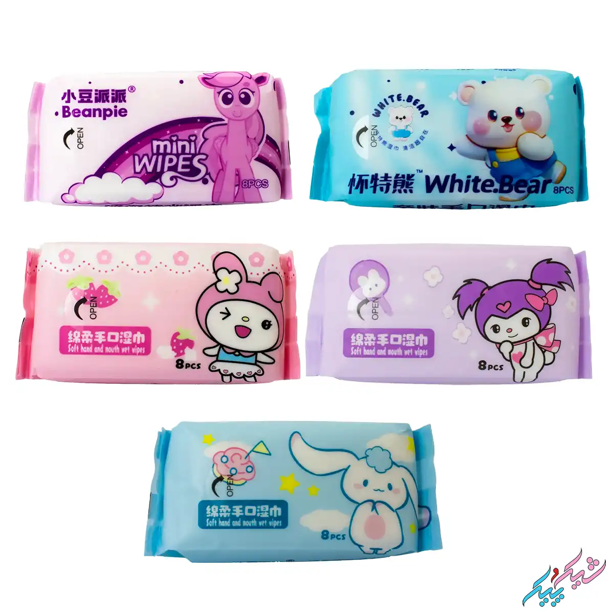 wipes-2-6 دستمال مرطوب فانتزی مینی (Mini Pure Water Wet Wipes) | شیک و پیک - تصویر 1